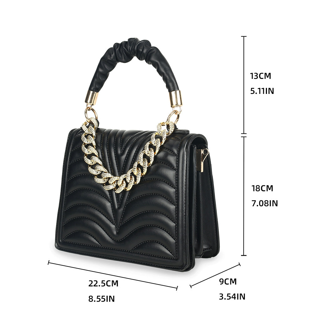 Fashion Top Handle Crossbody Bag with Chain Detail