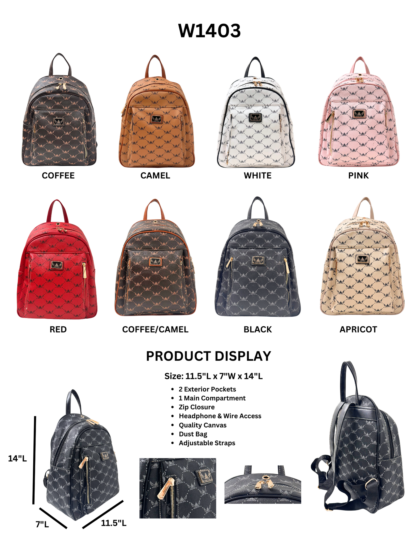 Wendy Keen Monogram Pocket Backpack #W1403